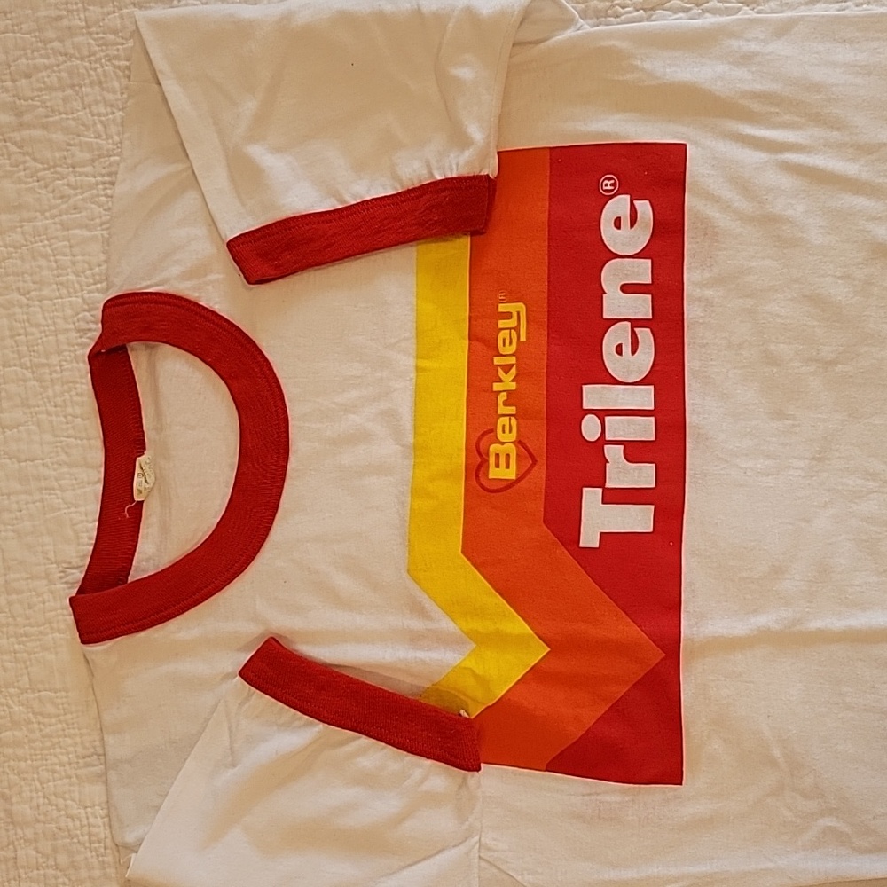 Vintage 80's Ringer T Shirt Red Orange Yellow COLORFUL Size Large